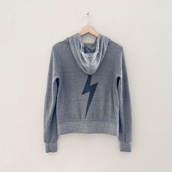 Aviator Nation Bolt Hoodie Zip Cotton Fleece Gray Casual Beach Coastal USA XS - Picture 5 of 15